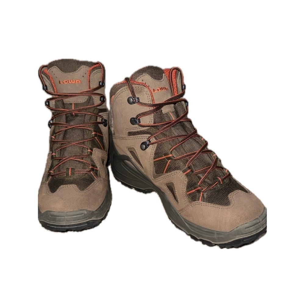 LOWA Zephyr Mid Hiking Boots Nubuck Trail Outdoor Brown Orange | Men's US 9